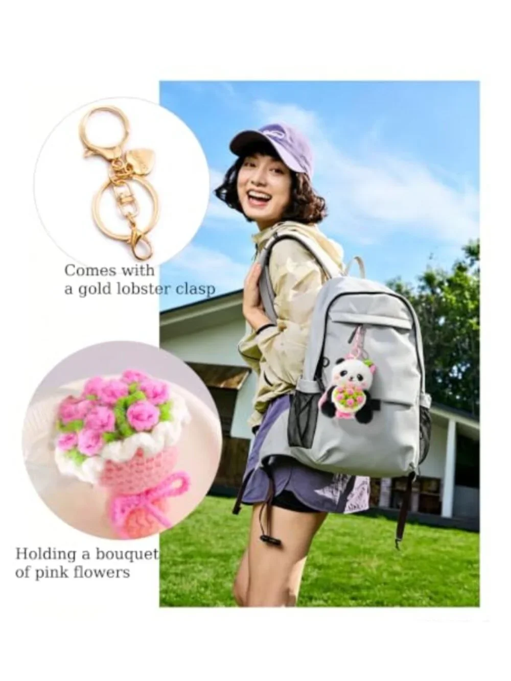 Plush Cat Keychain Bag Charm Kawaii Purse Accessory for Women